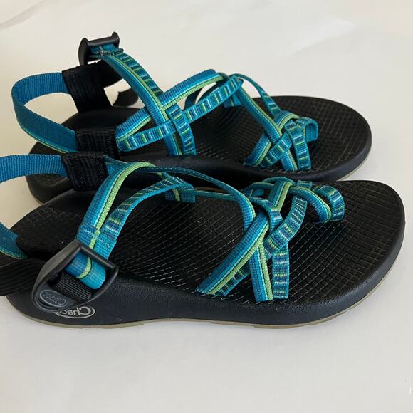 Chaco Z Cloud X2 Women's 7 Striped Blue Green Hiking Sandal Outdoor Water - Picture 2 of 7